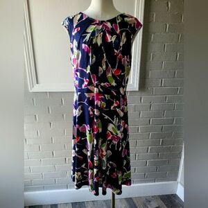 Wisp Vibrant Floral 'Ceena' Multicolor Midi Dress